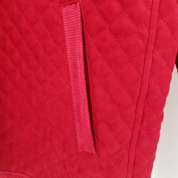 Talbots Red Diamond Quilted Corduroy Trim Snap Button Barn Jacket Sz Small - Picture 5 of 10